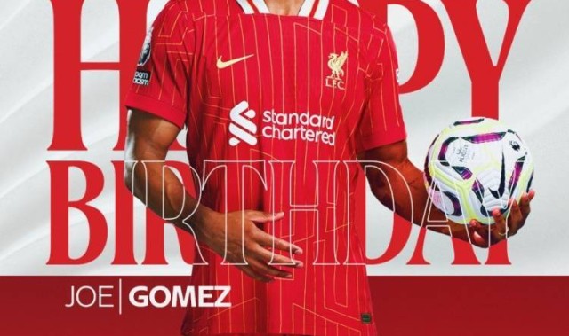 利物浦祝乔-戈麦斯28岁生日快乐，球员为红军出战241场斩获8冠